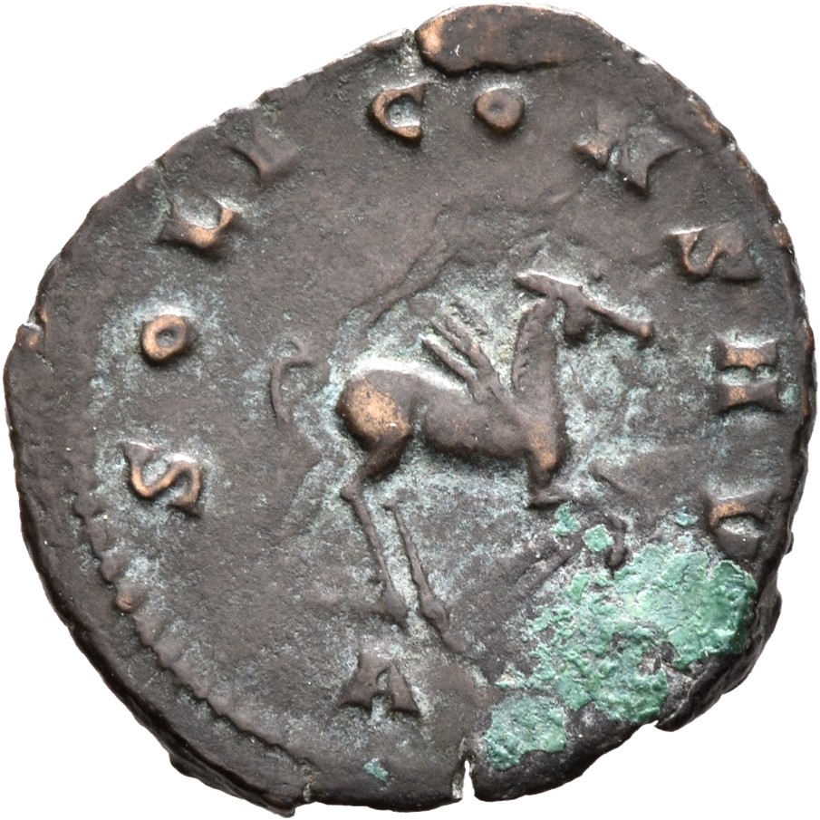 RIC V Gallienus 283k: Subtype 1 Gallienus reverse, Pegasus, right, springing heaven-ward