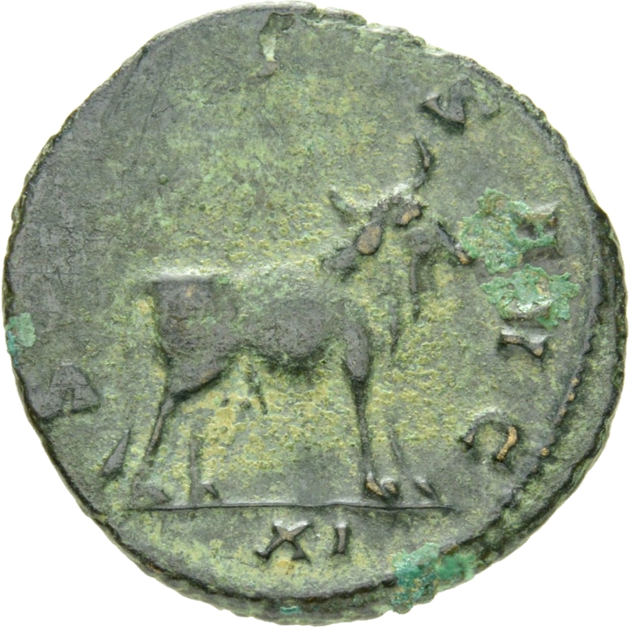 RIC V Gallienus 285k: Subtype 1 Gallienus reverse, Bull, standing right