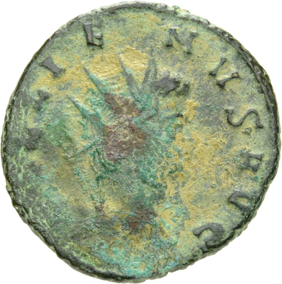 Gallienus obverse — Head of Gallienus, radiate, right