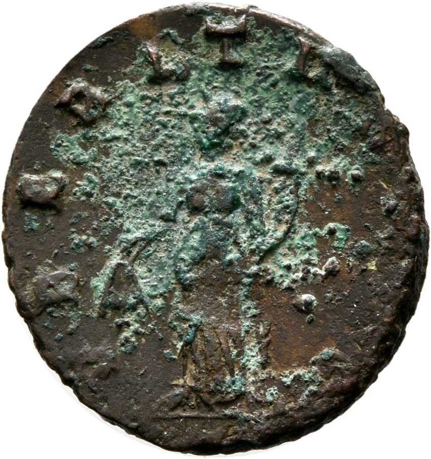 RIC V Gallienus 287B Gallienus reverse, Uberitas, draped, standing left, holding purse in right hand and cornucopiae in le...