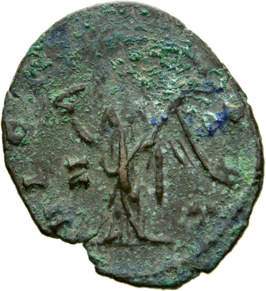 RIC V Gallienus 297k: Subtype 1 Gallienus reverse, Victory, winged, draped, standing left, holding wreath in right hand an...