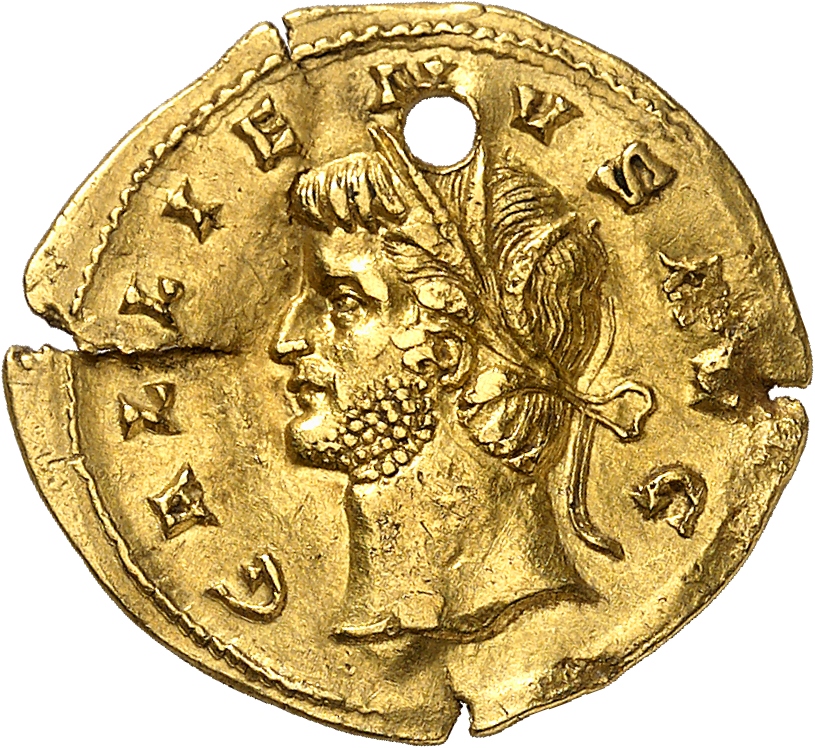 RIC V Gallienus 38 Gallienus obverse, Head of Gallienus, crowned with reeds, left