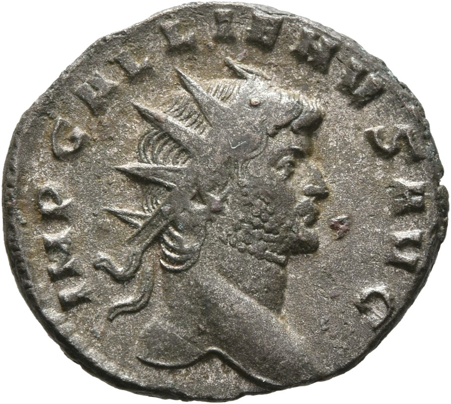 RIC V Gallienus 460: Subtype 2 Gallienus obverse, Head of Gallienus, radiate, right