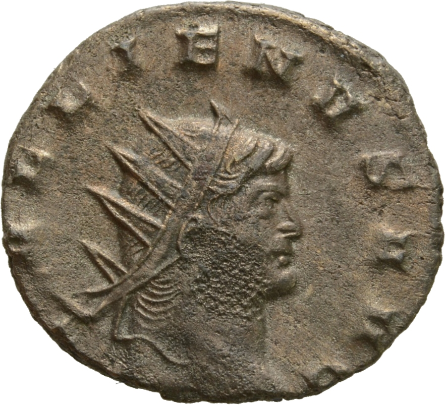Gallienus obverse — Head of Gallienus, radiate, right
