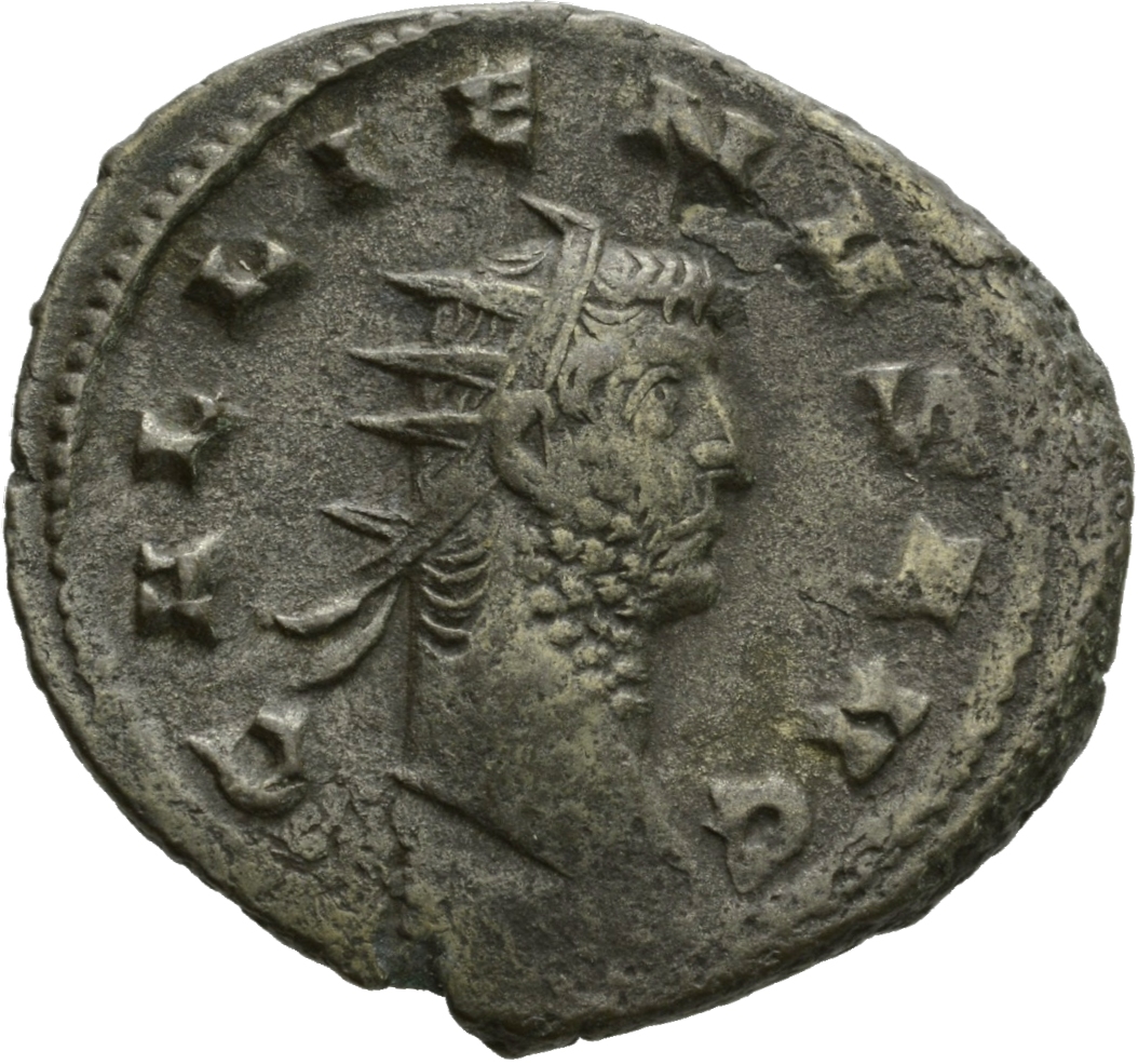 Gallienus obverse — Head of Gallienus, radiate, right
