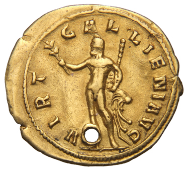 RIC V Gallienus 5 Gallienus reverse, Hercules, in lion-skin, holding branch in right hand and club in left hand