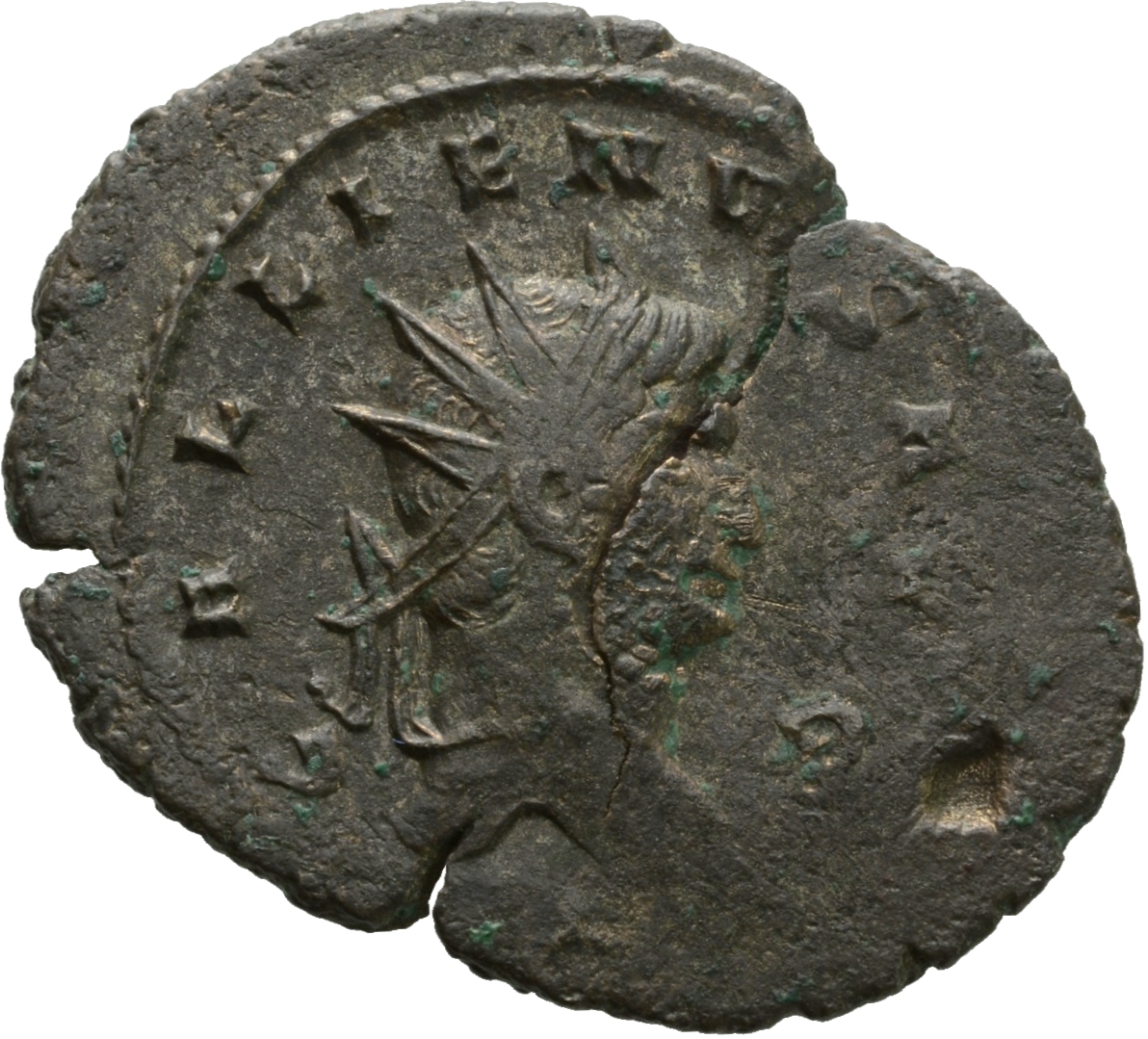 Gallienus obverse — Head of Gallienus, radiate, right