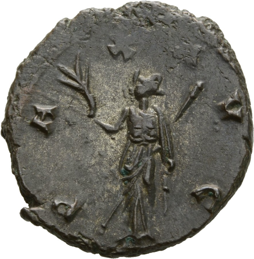 RIC V Gallienus 575k: Subtype 1 Gallienus reverse, Pax, draped, standing left, holding olive-branch in right hand and scep...