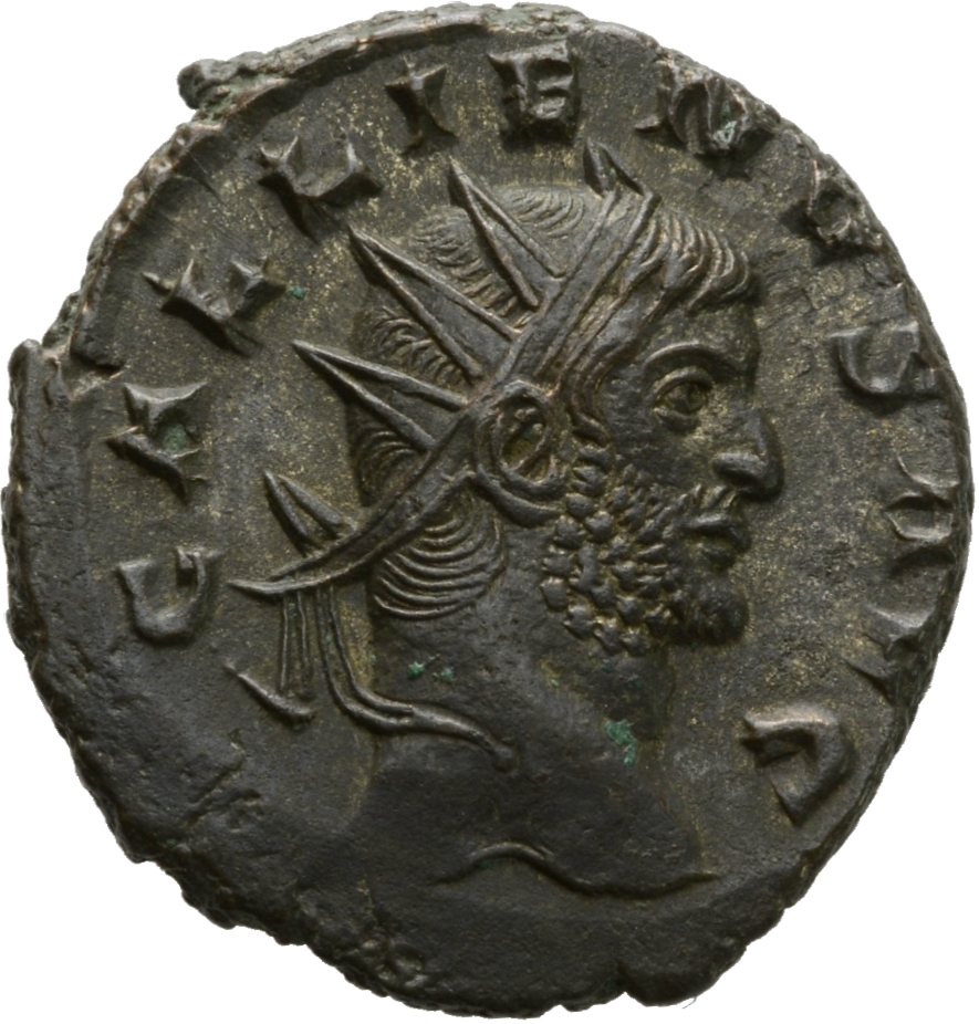 RIC V Gallienus 575k: Subtype 1 Gallienus obverse, Head of Gallienus, radiate, right