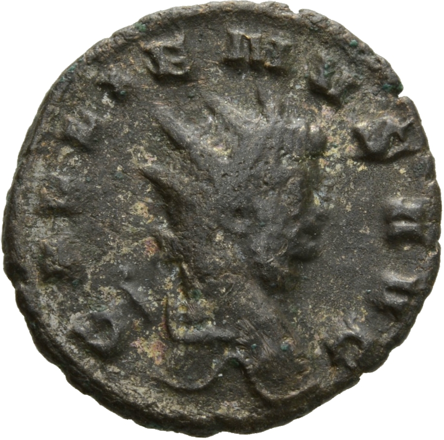 Gallienus obverse — Head of Gallienus, radiate, right