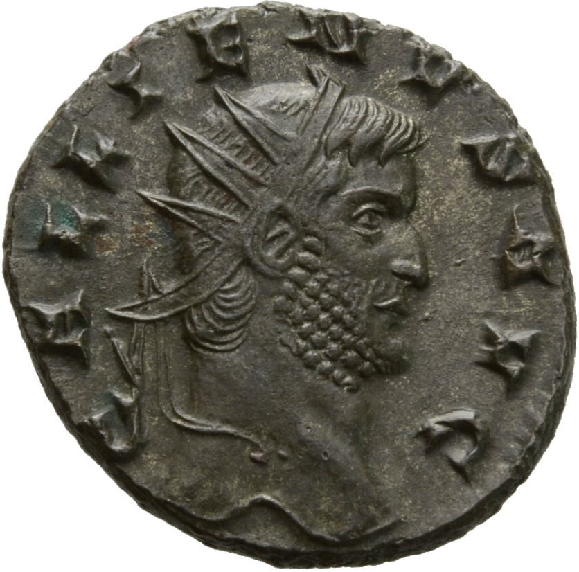 Gallienus obverse — Head of Gallienus, radiate, right