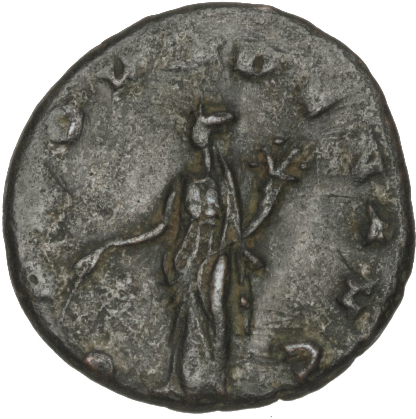 RIC V Gallienus 580 Gallienus reverse, Providentia, draped, standing left, holding baton in right hand and cornucopiae in ...