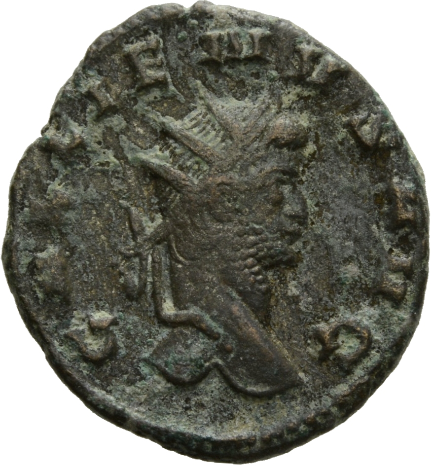 Gallienus obverse — Head of Gallienus, radiate, right