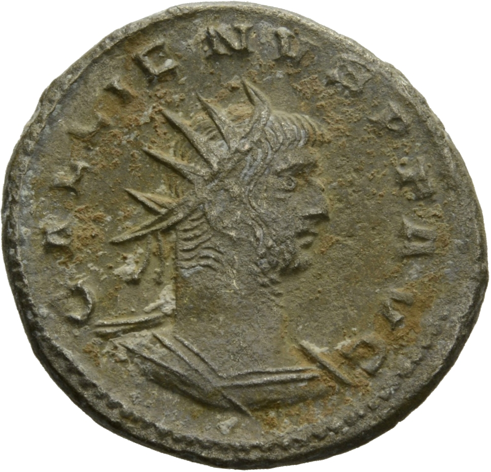 RIC V Gallienus 600 Gallienus obverse, Bust of Gallienus, radiate, cuirassed, right