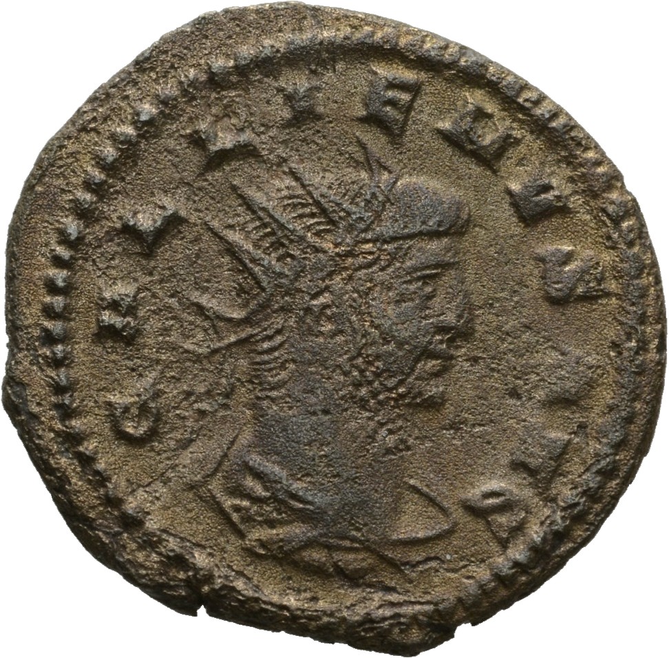 Gallienus obverse — Bust of Gallienus, radiate, draped, right