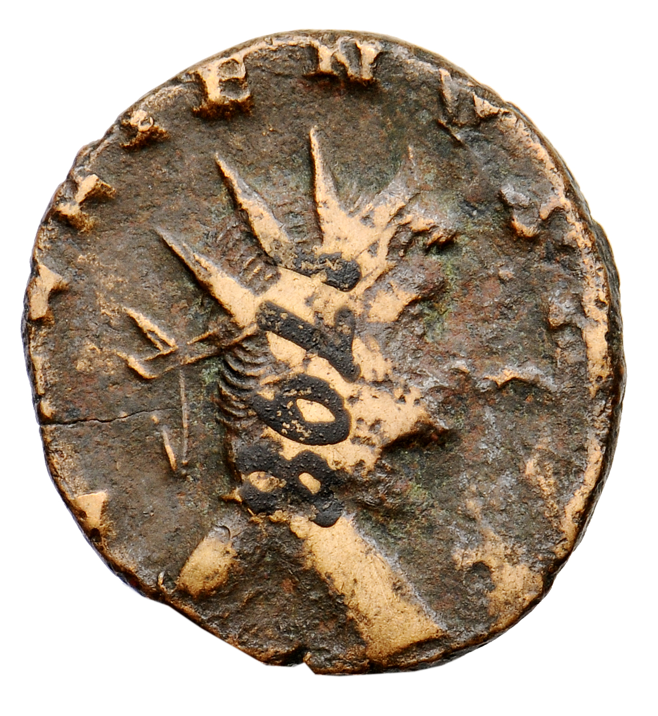 RIC V Gallienus 608 Gallienus obverse, Kopf des Gallienus mit Strahlenkrone n.r.