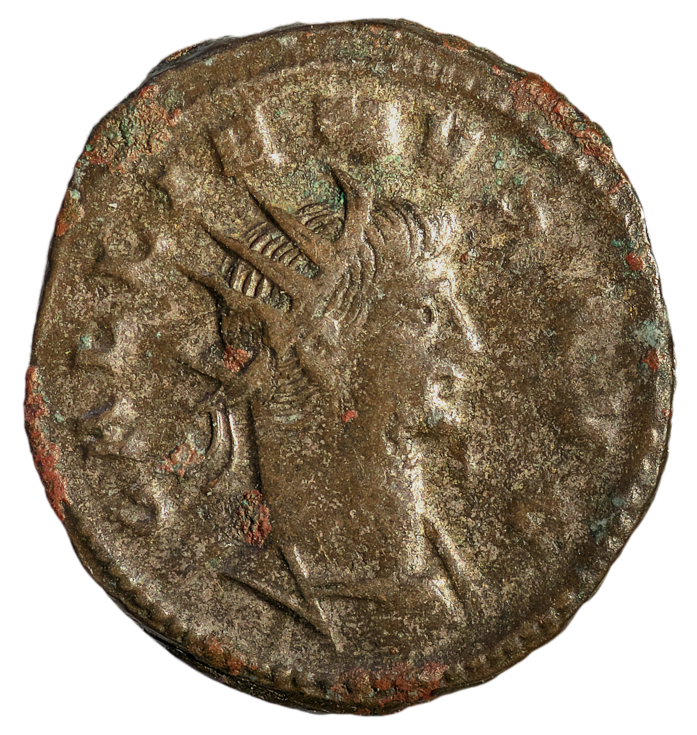 RIC V Gallienus 609 Gallienus obverse, Büste des Gallienus, gepanzert, mit Strahlenkrone