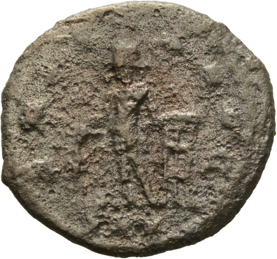 Gallienus reverse — Apollo, nude, standing left, holding laurel-branch; to right, tripod