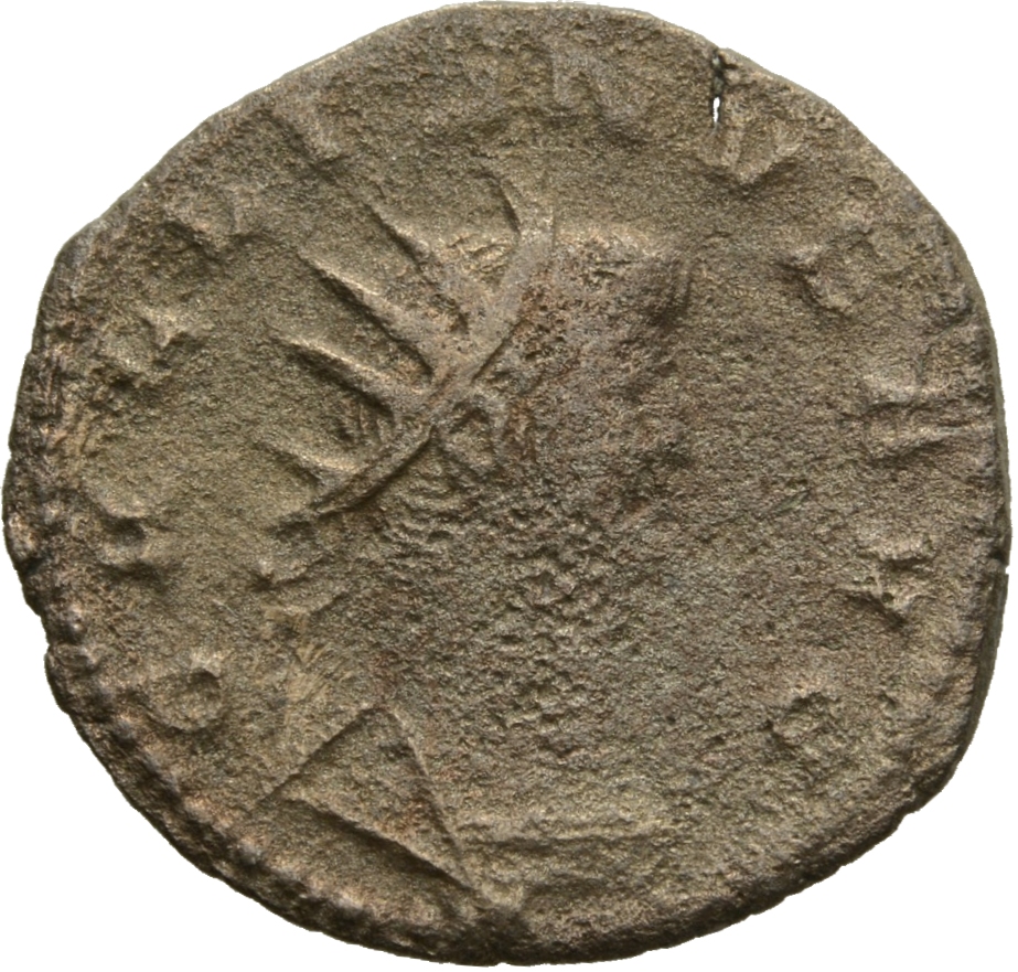 Gallienus obverse — Bust of Gallienus, radiate, cuirassed, right