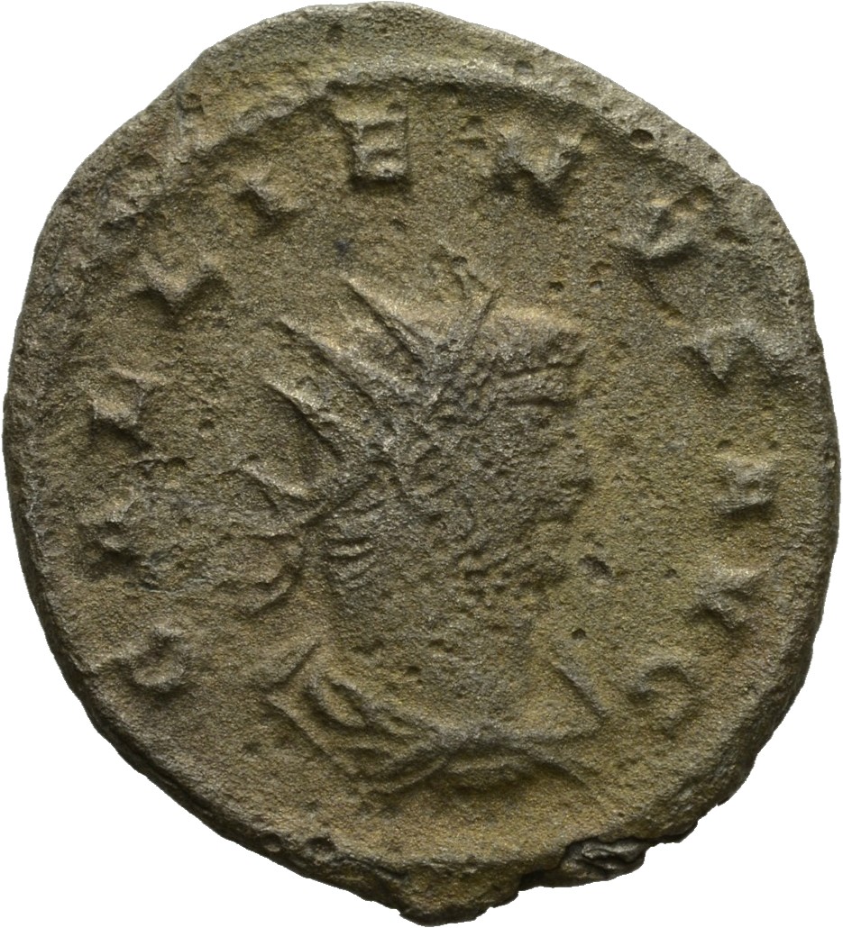 Gallienus obverse — Bust of Gallienus, radiate, draped, right