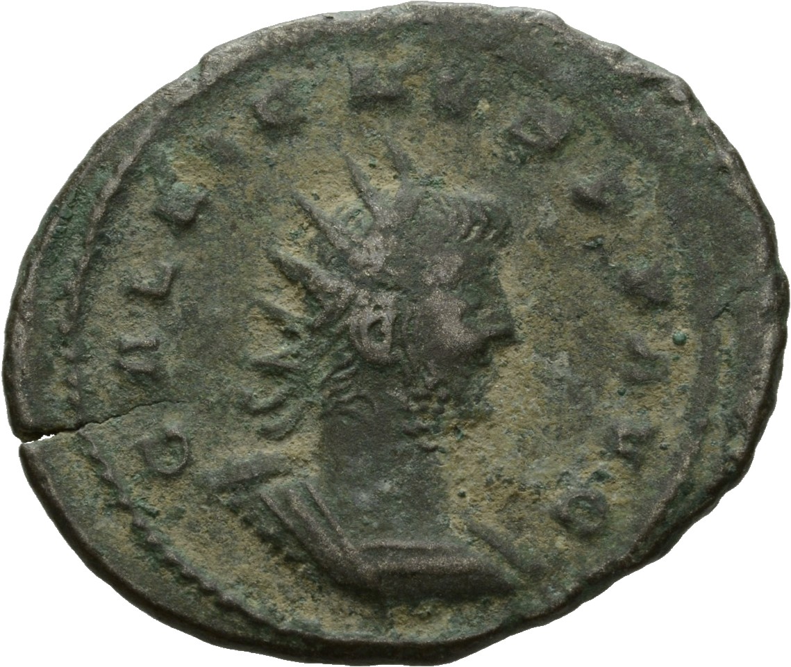 RIC V Gallienus 629: Subtype 1 Gallienus obverse, Bust of Gallienus, radiate, cuirassed, right