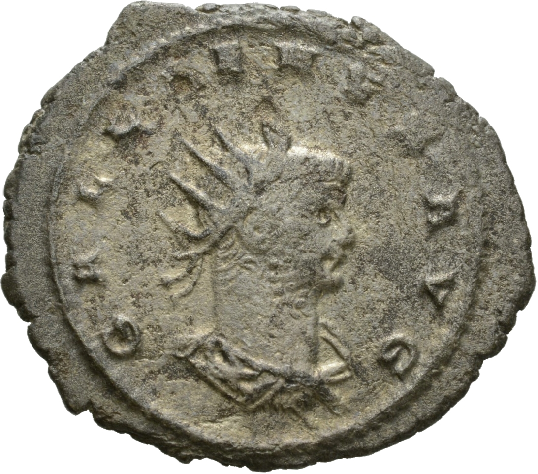 RIC V Gallienus 642: Subtype 1 Gallienus obverse, Bust of Gallienus, radiate, draped, right