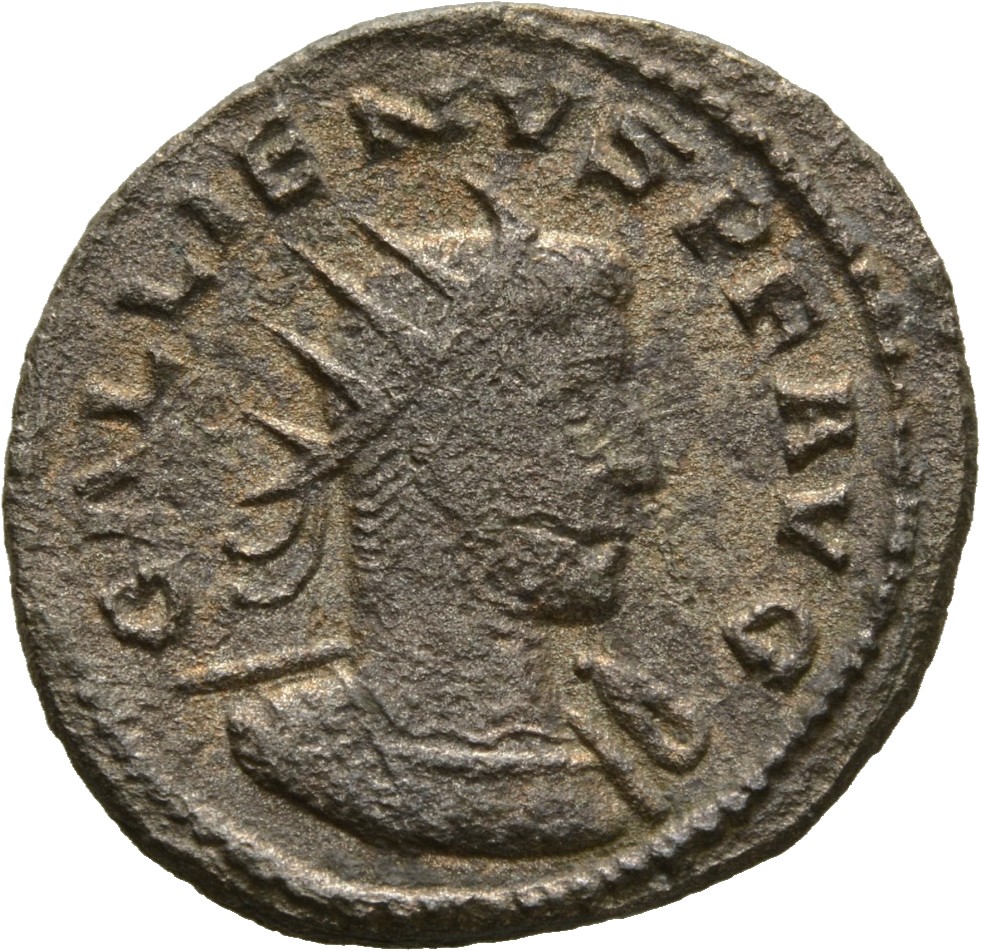 RIC V Gallienus 644: Subtype 1 Gallienus obverse, Bust of Gallienus, radiate, cuirassed, right