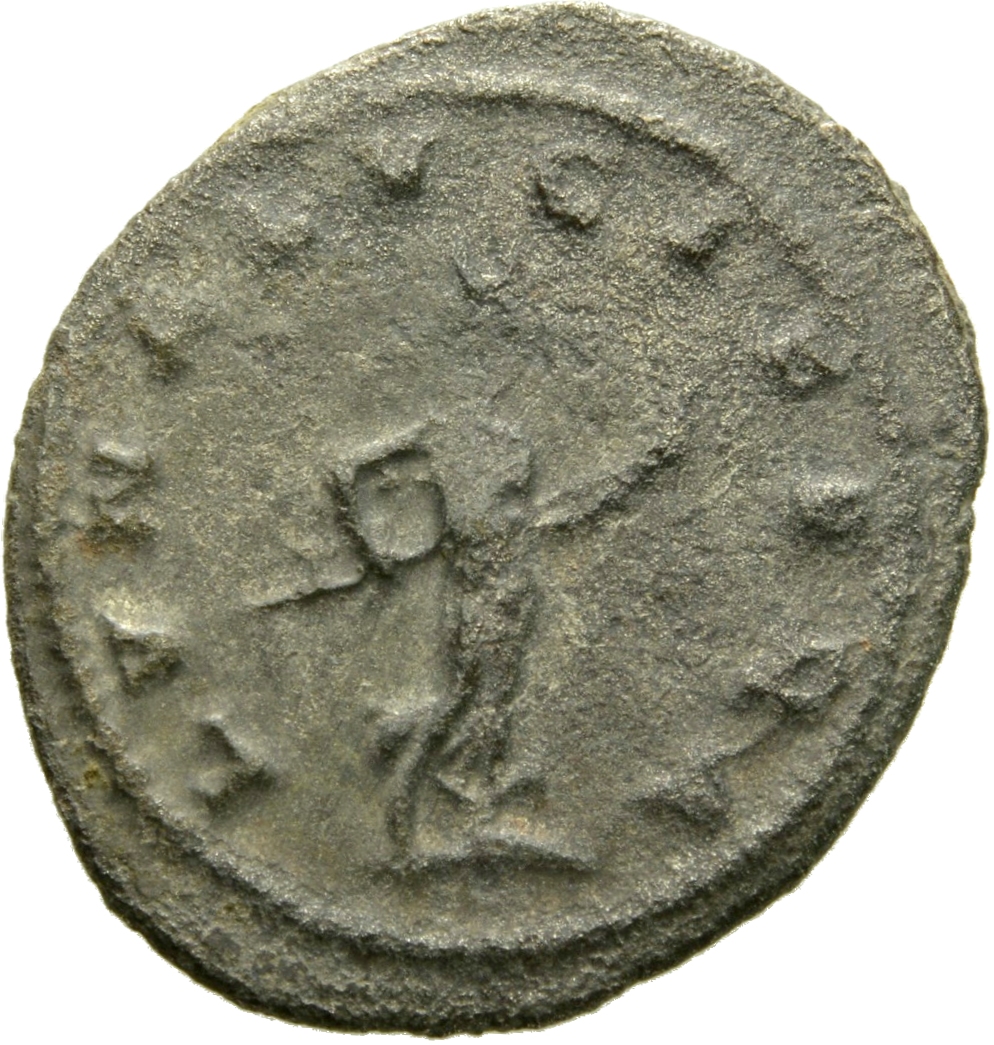Gallienus reverse — Diana, wearing crescent on head, draped, walking right, holding torch