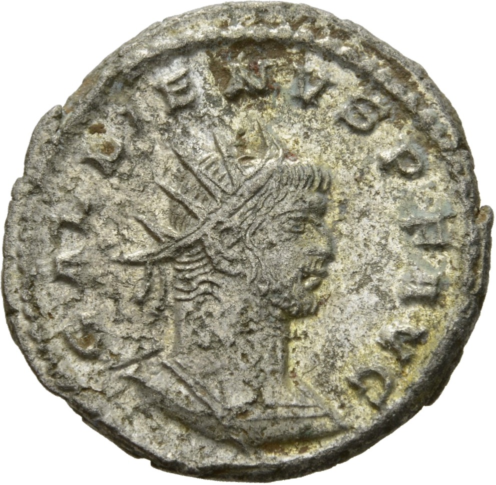 Gallienus obverse — Bust of Gallienus, radiate, cuirassed, right