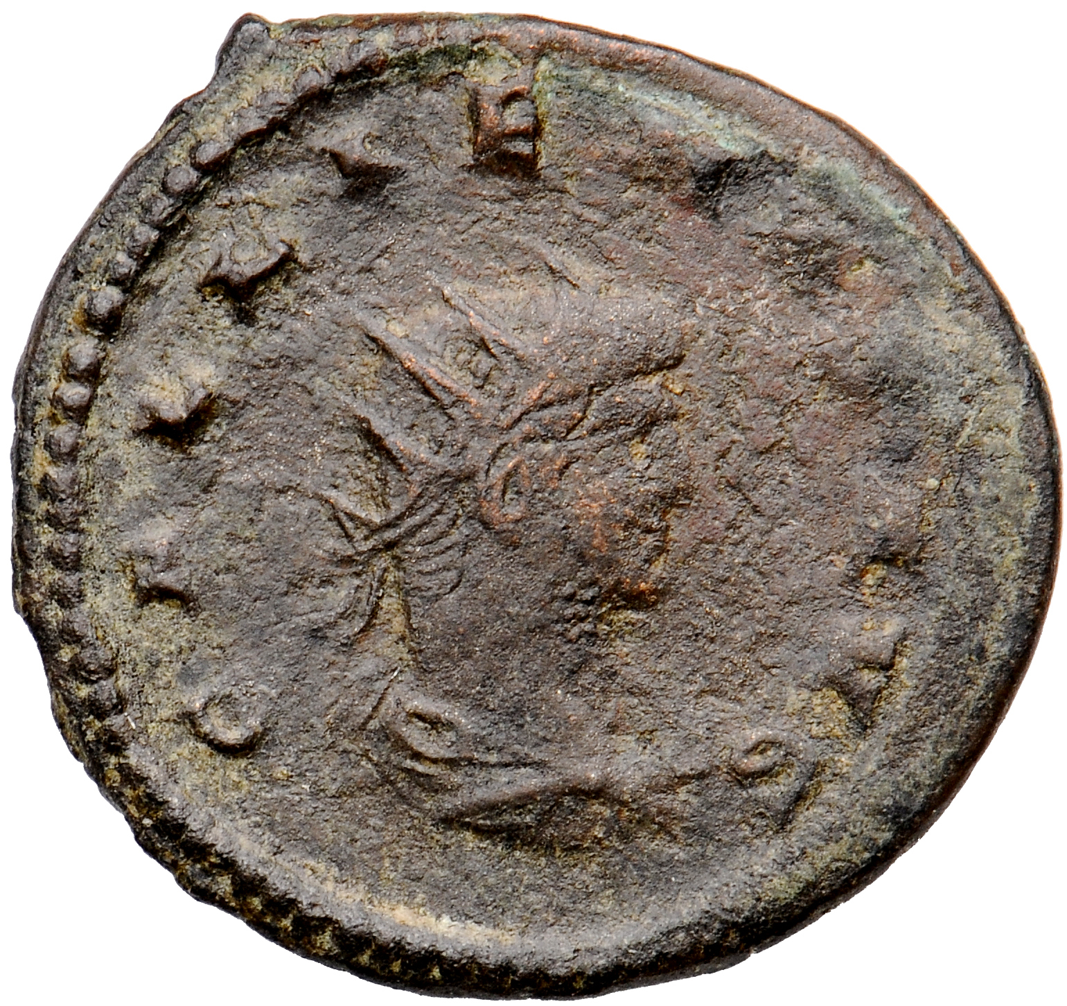 RIC V Gallienus 658c Gallienus obverse, Bust of Gallienus, radiate, draped, cuirassed, right