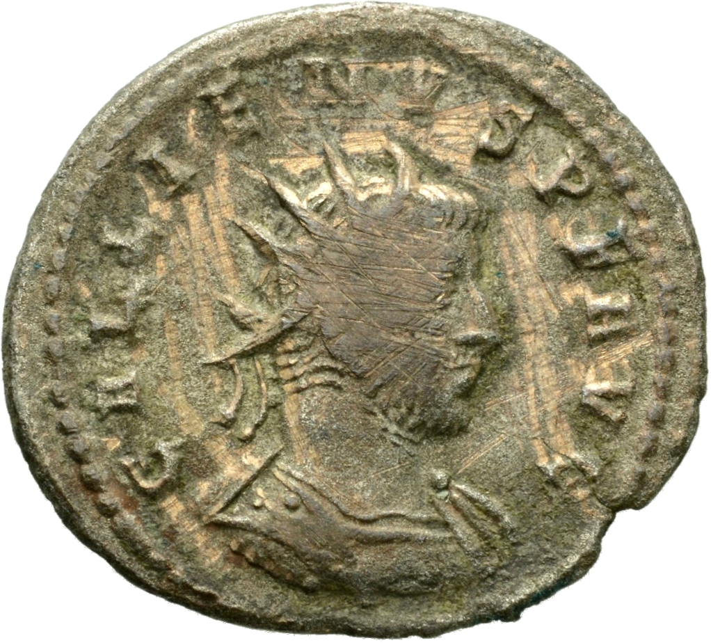 RIC V Gallienus 659 Gallienus obverse, Bust of Gallienus, radiate, cuirassed, right