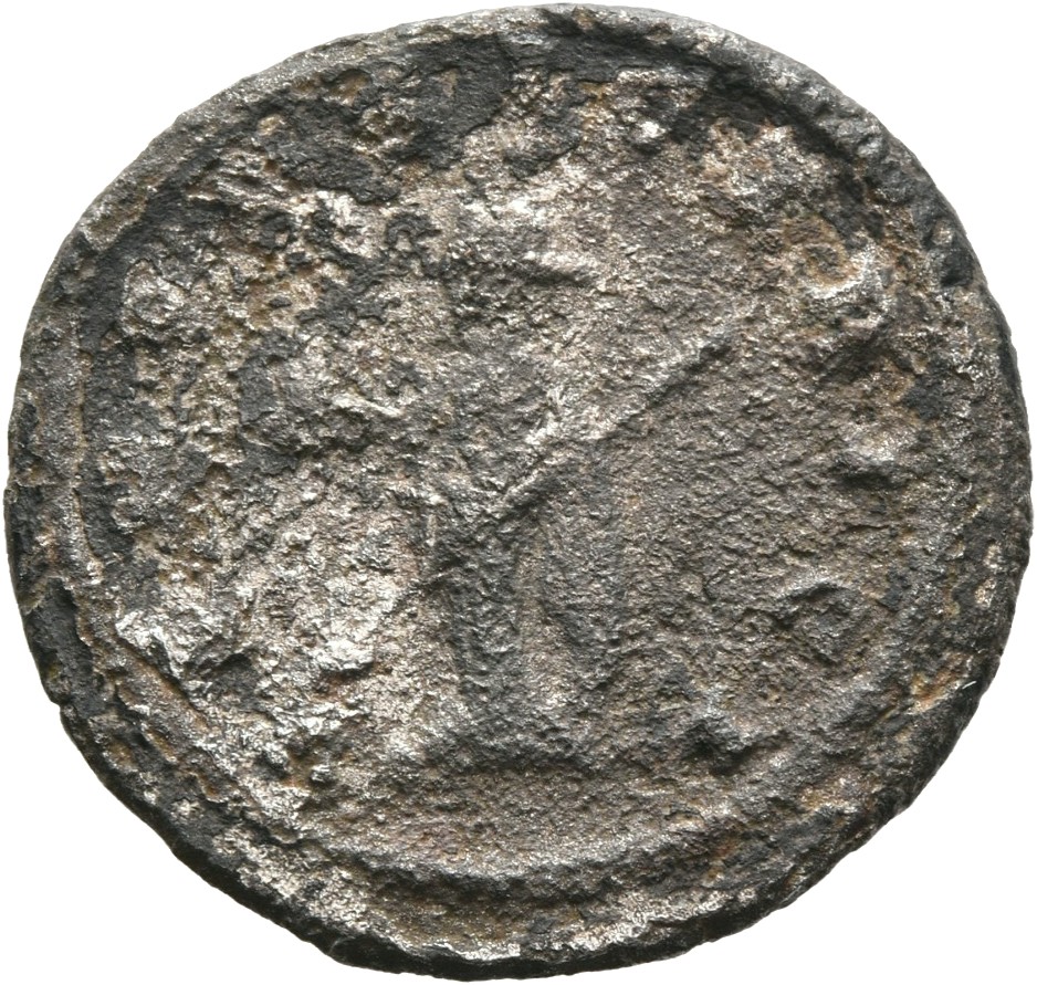 RIC V Gallienus 660cB: Subtype 1 Gallienus reverse, Venus, draped, standing left, holding helmet in right hand and spear a...