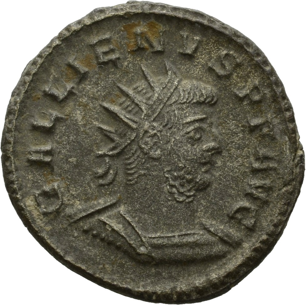 Gallienus obverse — Bust of Gallienus, radiate, cuirassed, right