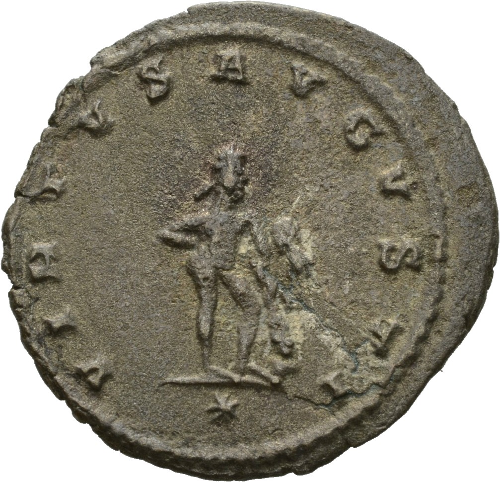 RIC V Gallienus 673a: Subtype 2 Gallienus reverse, Hercules, standing right, holding club in right hand and lion-skin in l...