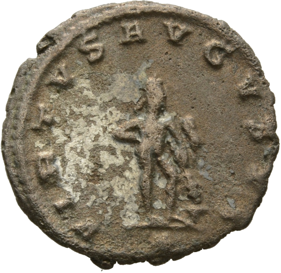 RIC V Gallienus 673a: Subtype 2 Gallienus reverse, Hercules, standing right, holding club in right hand and lion-skin in l...