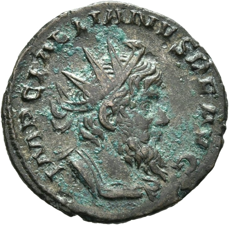 RIC V Laelianus 9 Laelianus obverse — Bust of Laelianus, radiate, draped, right, or bust of Laelianus, radiate, cuirassed,...
