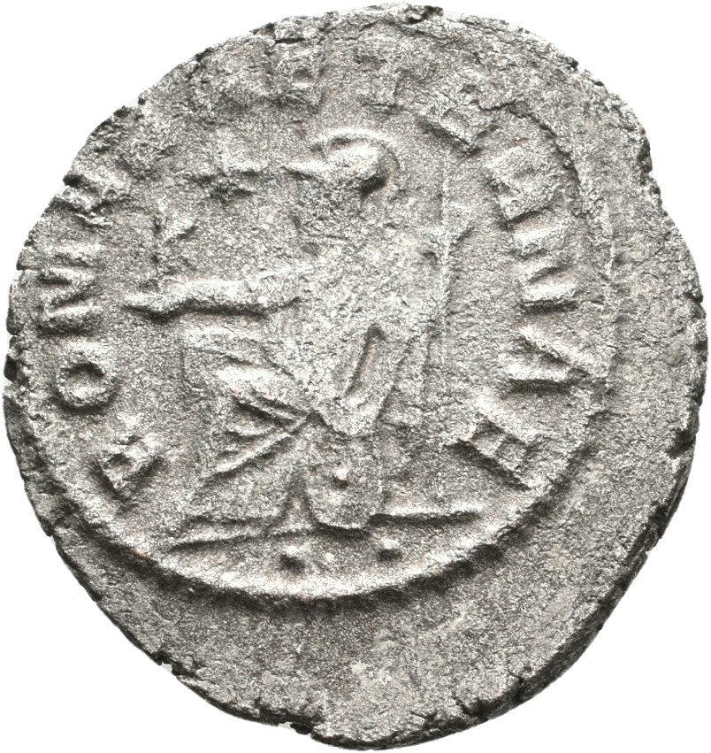 RIC V Macrianus Minor 11 Macrianus Minor reverse — Roma, helmeted, draped, seated left on shield, holding Victory in right...