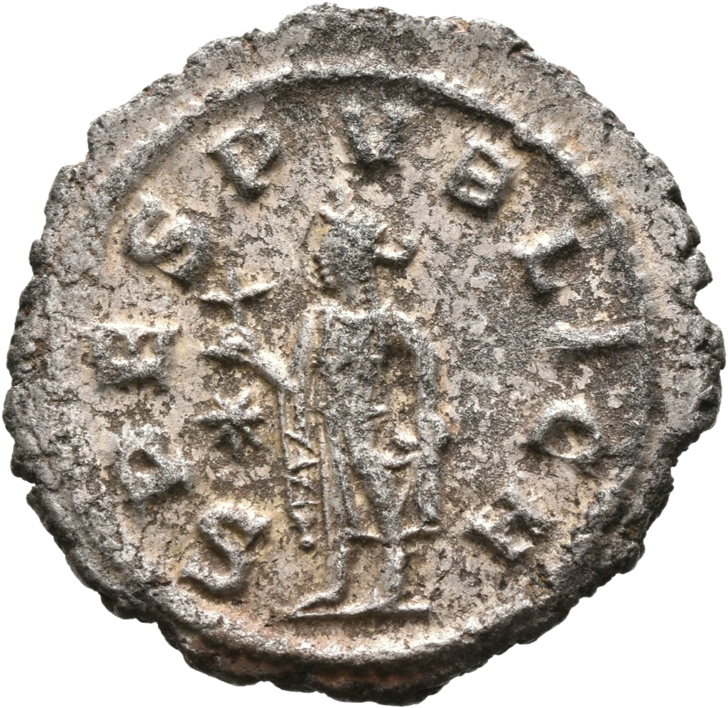 RIC V Macrianus Minor 13 Macrianus Minor reverse, Spes, draped, walking left, raising robe with right hand and holding flo...