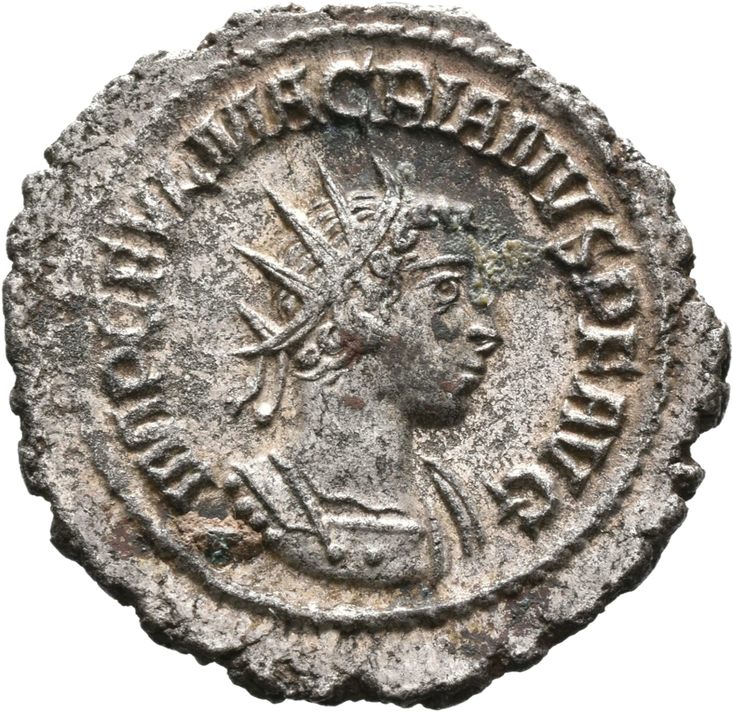RIC V Macrianus Minor 13 Macrianus Minor obverse, Bust of Macrianus Minor, radiate, draped, right, or bust of Macrianus Mi...