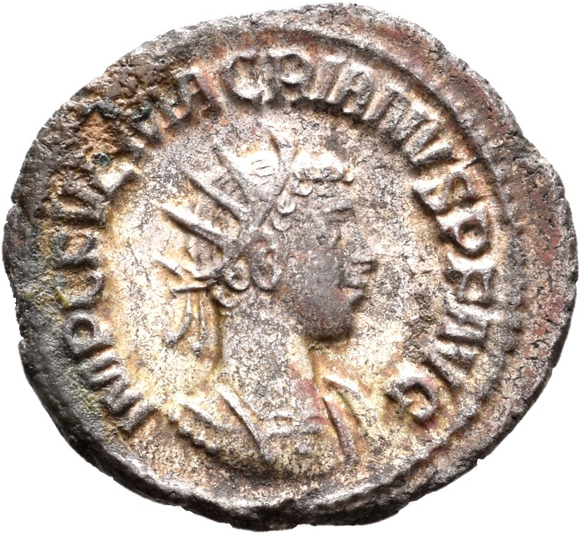 RIC V Macrianus Minor 9 Macrianus Minor obverse — Bust of Macrianus Minor, radiate, cuirassed, right