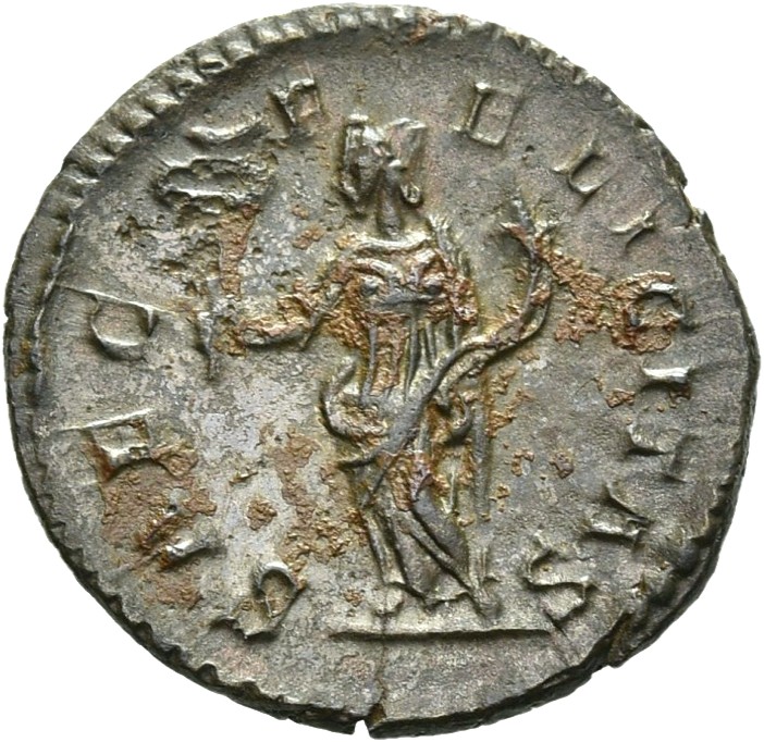 RIC V Marius 10 Marius reverse — Felicitas standing left, holding caduceus in right hand and cornucopiae in left