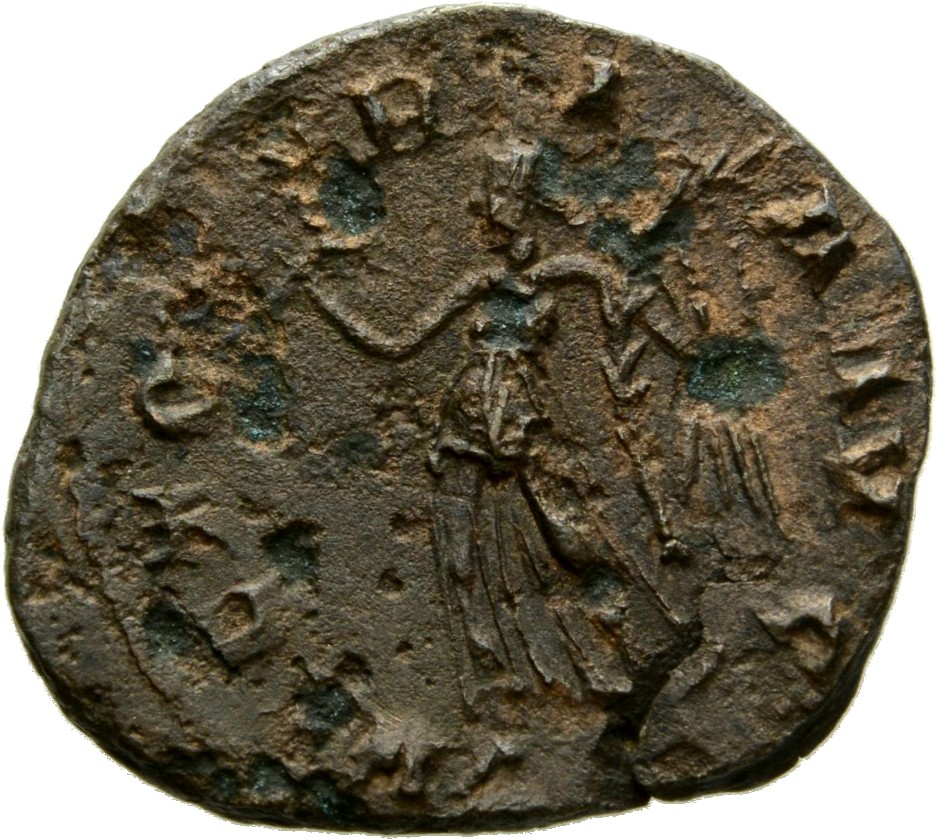RIC V Marius 17 Marius reverse, Victory, winged, draped, standing or walking left, holding wreath in right hand and palm i...