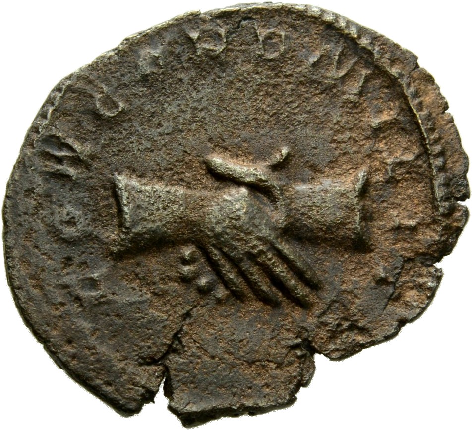RIC V Marius 5 Marius reverse, Two hands joined