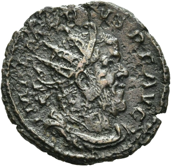 RIC V Marius 6 Marius obverse — Bust of Marius, radiate, draped, cuirassed, right, or bust of Marius, radiate, cuirassed, ...