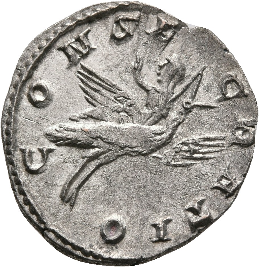 RIC V Mariniana 6 Valerian reverse, Mariniana, draped, seated on peacock flying right or left to heaven