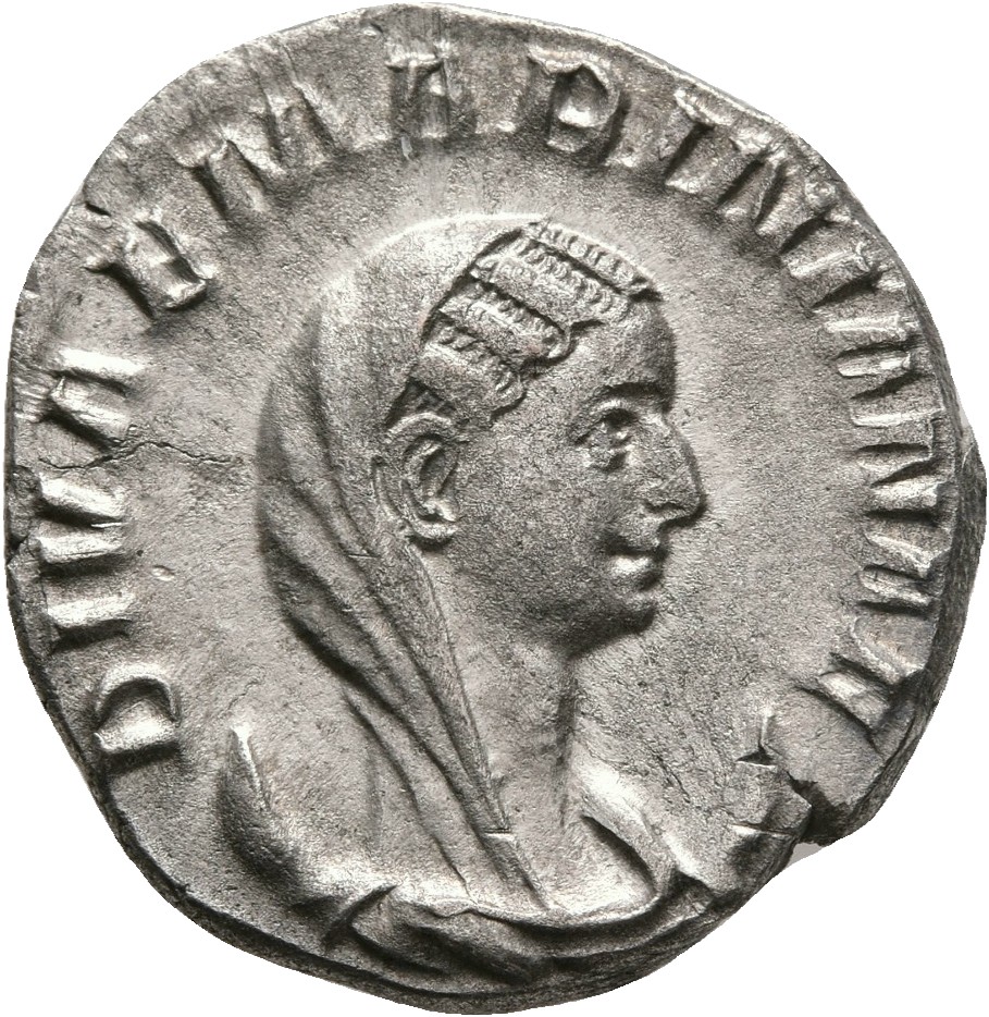 RIC V Mariniana 6 Valerian obverse, Bust of Mariniana, diademed, veiled, draped, on crescent, right
