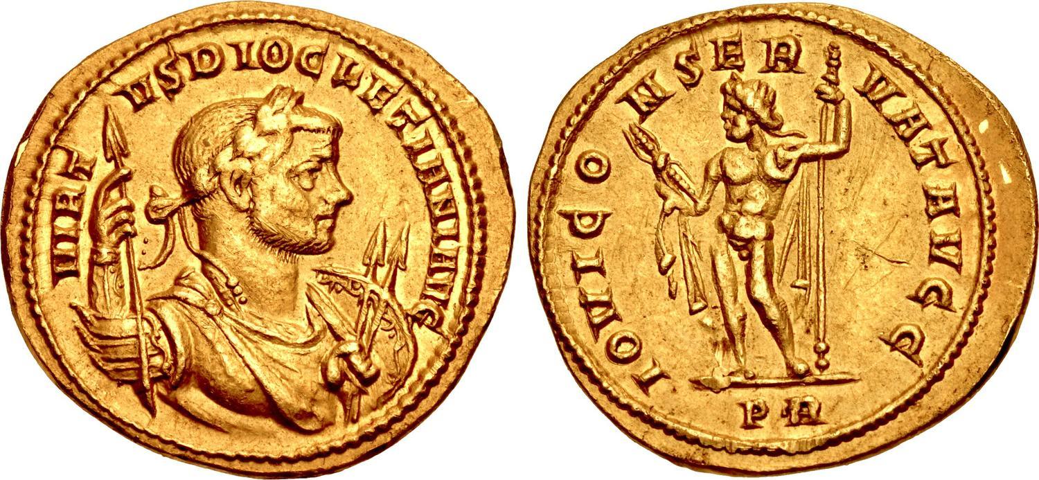 RIC V Postumus 140 Postumus reverse, Bust of Postumus, radiate, draped, right
