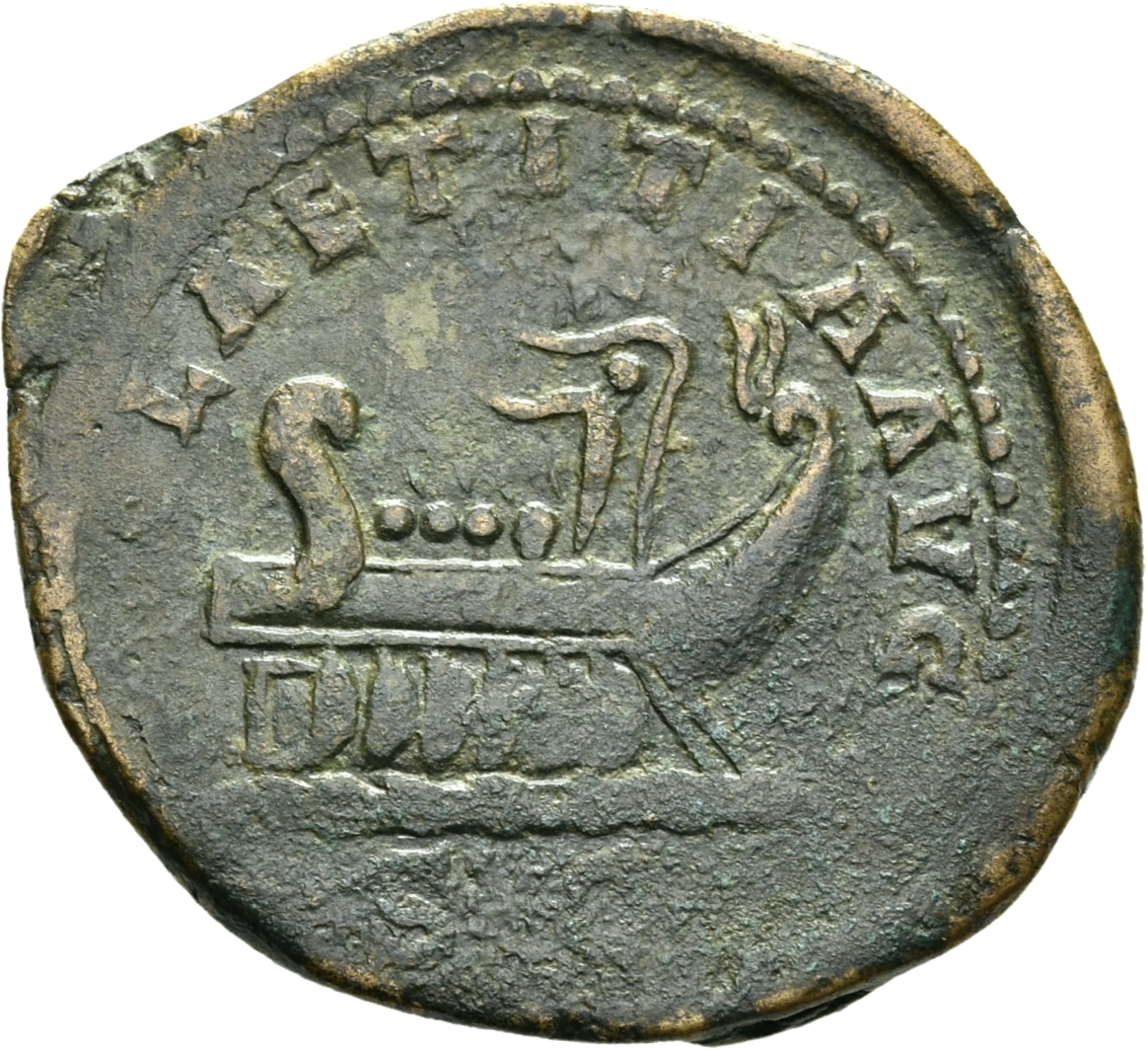 RIC V Postumus 144 Postumus reverse, Galley, left or right, with three or four rowers and steersmen