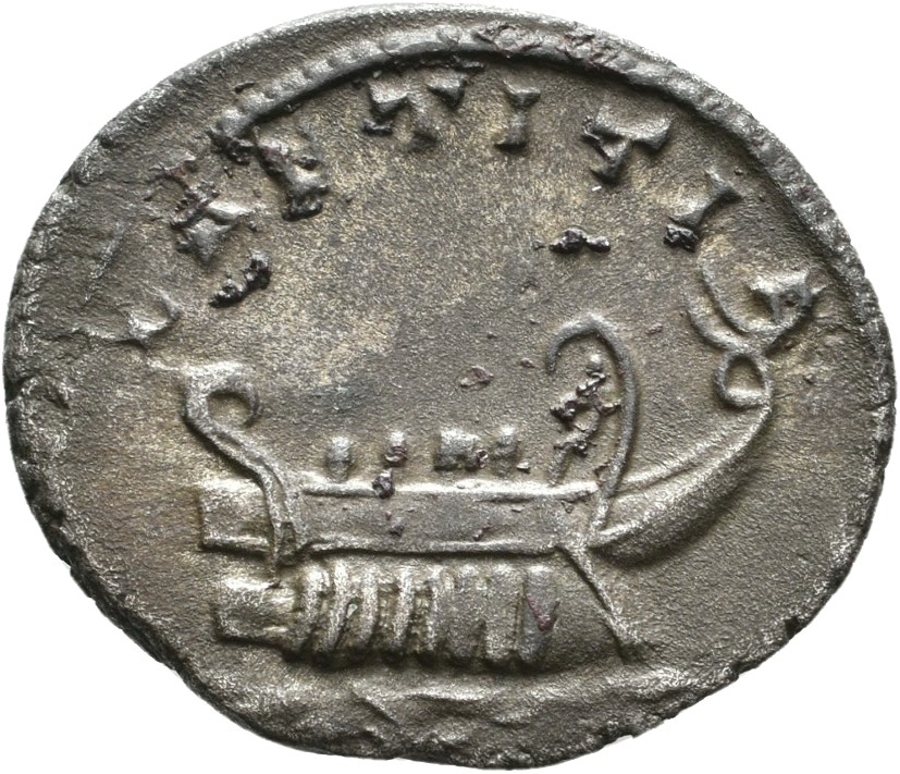 RIC V Postumus 144 Postumus reverse — Galley, left or right, with three or four rowers and steersmen