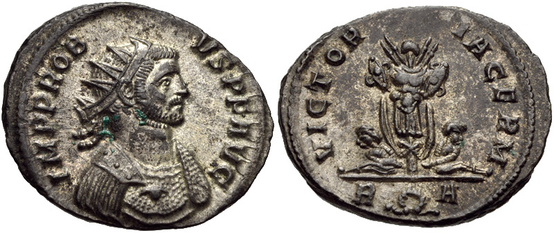 RIC V Postumus 220 Postumus obverse, Bust of Postumus, radiate, draped, right, or bust of Postumus, radiate, draped, cuira...